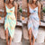 Irregular tie dyed backless strap skirt dress female