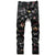 2021 Autumn Spring Men's Streetwear Skateboard HIP HOP Punk Stretch Print MOTO Bike Jeans Trendy Straight Denim Trouers