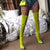 2021 Summer Neon Green Women Over The Knee Boots Pointed Toe Mesh Thigh High Botas Night Party Female Banquet Boots Mujer