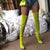 2021 Summer Neon Green Women Over The Knee Boots Pointed Toe Mesh Thigh High Botas Night Party Female Banquet Boots Mujer