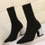 2021 Women Stretch Knitted Sock Boots 7cm 9cm High Heels White Ankle Boots Stripper Low Block Heel Lady Warm Winter Chunky Shoes