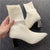 2021 Women Stretch Knitted Sock Boots 7cm 9cm High Heels White Ankle Boots Stripper Low Block Heel Lady Warm Winter Chunky Shoes