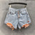 2022 Spring Summer  Denim Shorts Women Fashion Loose Splicing Button Hole Shorts Casual High Waited Wide Leg Jeans K331