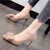 2022 Women&#39;s Camel High Heel Shoes Plush Fur New In Women&#39;s Pump Shoes Fashion Square Button Thin Heel Shoes For Women