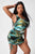 Plus Size Printed Drawstring Ruched Dress