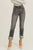 Mid Rise Frayed Cuff Ankle Length Straight Jeans