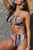 Multicolor Block Striped Lace-up Bikini