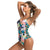 SRIWIMON V Neck One Piece Swimsuit for Women Cutout Cross High Waisted Swimming Suit Tropical Print Tummy Ccontrol Bathing Suits