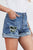 Camo Patchwork Denim Shorts