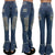 Fringed Classic Denim Ruffled Trousers Ripped Hole Jeans Flare Pants