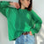 Bornladies Autumn Winter Thickening Oversized Green Sweater Women Long Sleeve Casual Loose Pullovers Female Solid Knitted Tops|Pullovers|