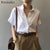 Bornladies Women Stylish Loose Cotton Shirts 2021 Summer Turn down Collar Office Ladies Short Sleeve Blouse Female Tops Blusas|Shirt|