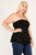 Plus Size Floral Mesh Flocking Tube Top With Flare Bodice