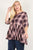 Plus Size Roll Sleeve Baby Doll Plaid Tunic Top