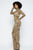 Animal Foil Mock Neck Body Con Maxi Dress