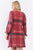 Plus Retro Red Plaid Bow Detail Midi Sleeve Relaxed Soft Mini Dress