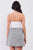 White & Black Floral Crochet Sleeveless Strapless Smock Back Detail Mini Dress