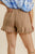 Linen Blend Elastic Waist Ruffle Hem Shorts With Pockets