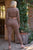 Plus Mocha Plunge Neck Long Sleeve Self-tie Back Or Front Waist Top & High-waisted Skinny Pants Set