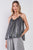 Silver Black Soft V-neck Sleeveless Gathered Loose Fit Top