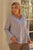 Plus Lavender V-neck With Criss-cross Strings Long Sleeve Relaxed Fit Top