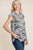 Army Camo Printed Cut Out Neckline Short Flutter Sleeves Casual Basic Top