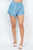 Button-front Denim Top And Shorts Set