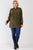 Plus Olive Drawstring Trim Zip-up Fitted Coach Rain Jacket