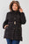 Plus Parallel Quilt Faux Fur Hood Belted Padded Long Puffer Jacket