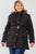 Plus Parallel Quilt Faux Fur Hood Belted Padded Long Puffer Jacket