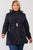 Plus Parallel Quilt Faux Fur Hood Belted Padded Long Puffer Jacket