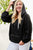 Plus Size Solid Pullover With Leopard Contrast Inside Windbreaker