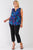 Plus 100% Silk Blue & Purple Floral Print Sleeveless Button Down Top