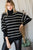 Heavy Knit Striped Turtle Neck Knit Sweater