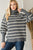 Heavy Knit Striped Turtle Neck Knit Sweater