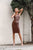 Brown Faux Leather One Shoulder Cut-out Midi Dress