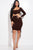 Solid Long Sleeve Ruched Short Dress With O Ring