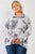 Plus Graphite Tie-dye Print Fleece Combo Plush Collared Neck Long Sleeve Loose Fit Top