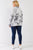 Plus Graphite Tie-dye Print Fleece Combo Plush Collared Neck Long Sleeve Loose Fit Top