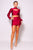 Puff Long Sleeve Front Cutout Turtleneck Blouse & Side Ruched Garter Mini Skirt Set