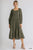 Ruffle Cuffed Long Sleeve Square Neckline Smocked Peasant Midi Dress