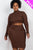 Plus Size Ribbed Mock Neck Crop Top & Midi Skirt Set