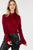 Velvet Flower Patch Mock Neck Top With Wide Sleeves