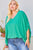 V Neck Dolman Sleeves Front Waist Elastic Solid Top