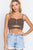 Zippered Cross Rib Knit Crop Cami