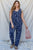 Plus Navy & Mint Feather Print Sleeveless Jumpsuit