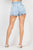 Acid Wash Belted Paperbag Denim Shorts