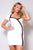 Short Sleeve Square Neck Contrast Tux Mini Dress