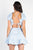 Light Blue & White Plaid Crop Top & High Waist Flare Skirt Set