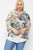 Print Top Featuring A Round Neckline And 3/4 Bell Sleeves